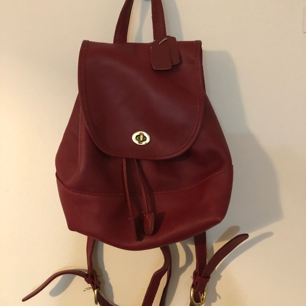 Vintage Coach Daypack brick red leather